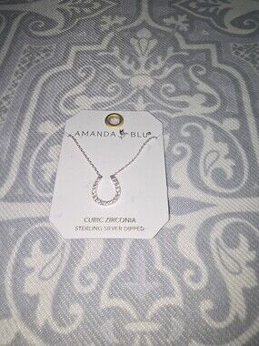 Amanda Blu Cubic Zirconia Sterling Silver Dipped Horseshoe Necklace